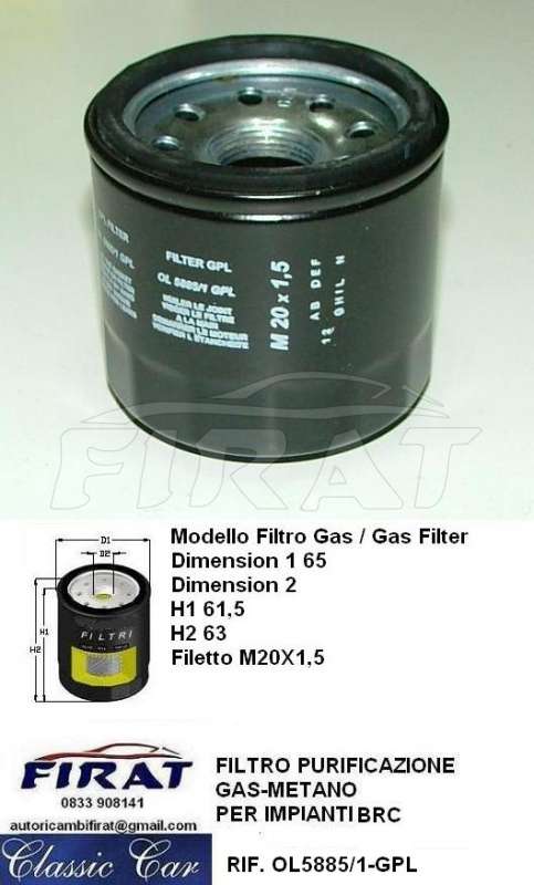 FILTRO GAS OL5885/1-GPL
